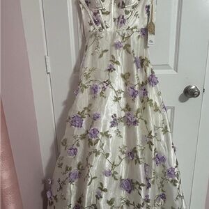 Floral White and Purple Gown